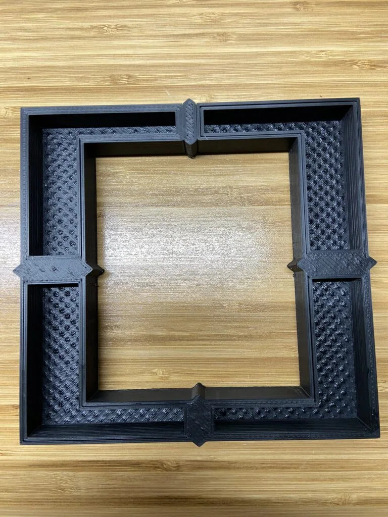 Square printed frame showing internal lattice structure