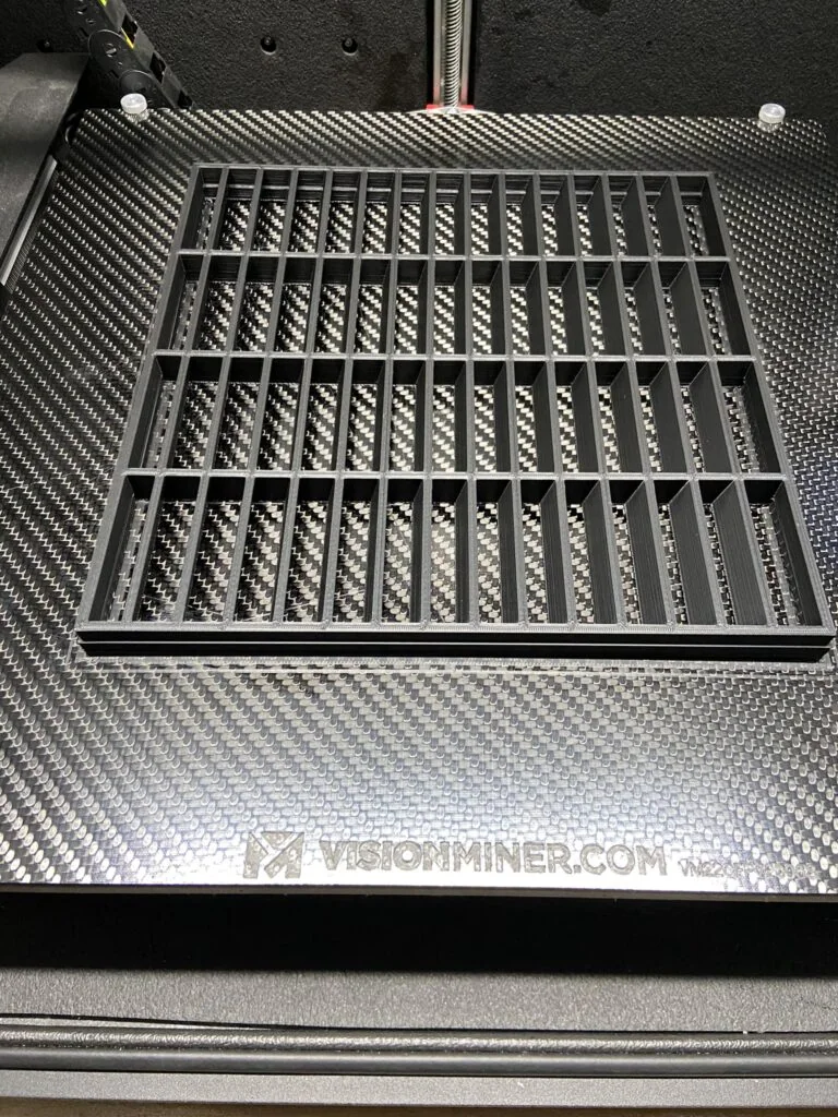 Large printed grille panel on a carbon-fiber print bed