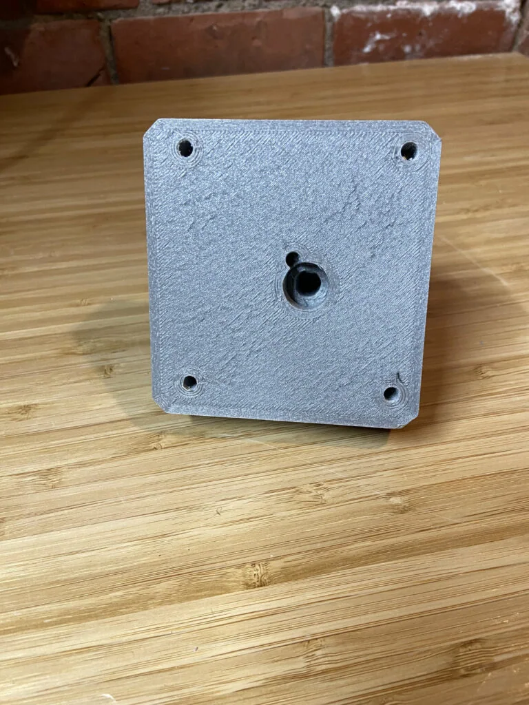 Printed square mounting plate with chamfered corners
