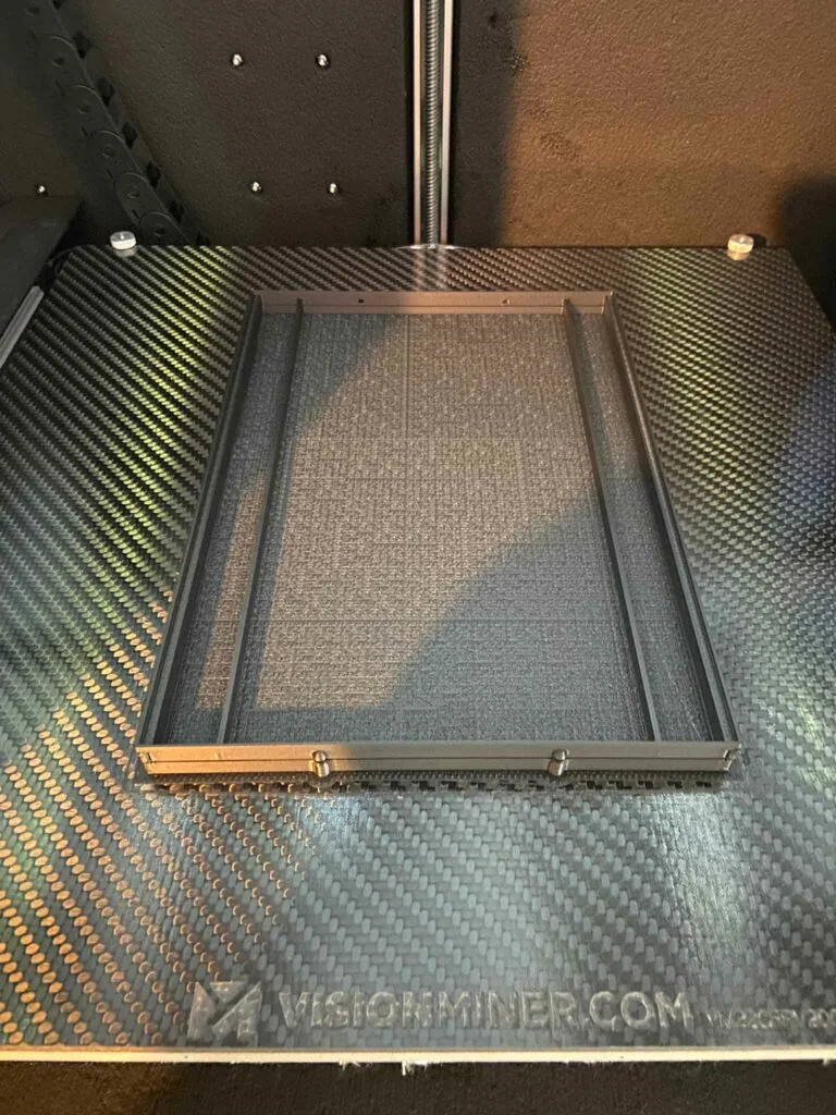 Custom printed tray frame on a carbon-fiber print bed